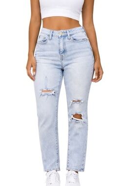 NWOT Mudd FLX Stretch high rise jegging Distressed Light Blue Jeans